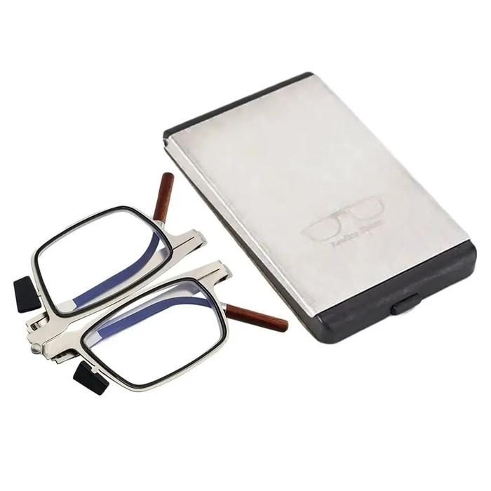 Gambar Portable Folding Presbyopic Glasses Anti-Blue Light Reading Glasses Phone Holder Spectacle Eyeglass Ultra Thin with Case - Silver with box, +100 dari Shibano undefined Tokopedia