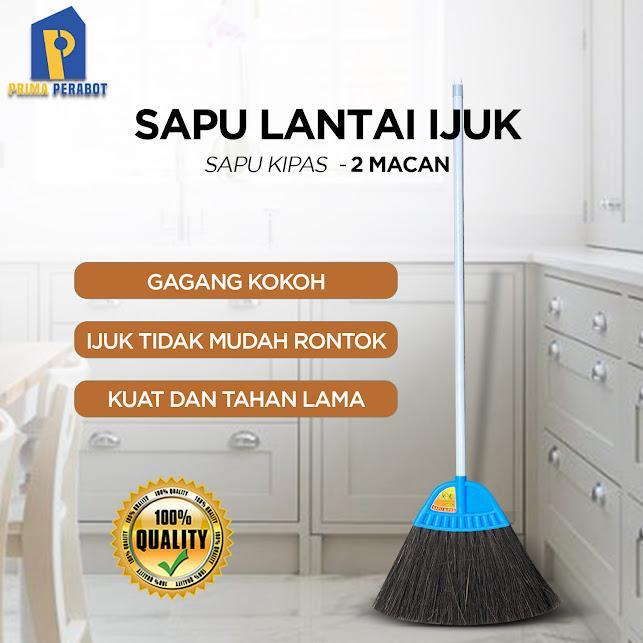 Gambar Sapu Lantai Ijuk 2 Macan Gagang Kayu Warna Biru dari Prima Perabot undefined Tokopedia