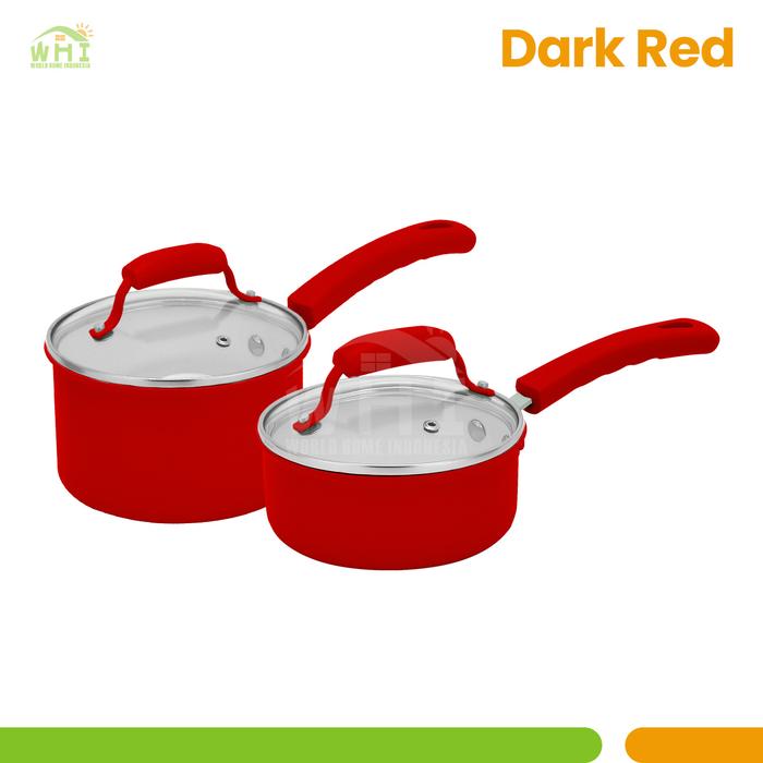 Gambar WHI X INEM JOGJA - Lumiere Saucepan 14CM & 16CM + Lid Dengan Ceramic Coating Anti Lengket Mudah Dibersihkan Cocok Untuk Semua Jenis Kompor - DARK RED, SAUCEPAN 16CM + LID dari Worldhome Indonesia_NEW undefined Tokopedia