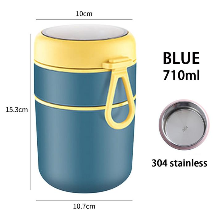 Gambar Nasi kotak stainless steel 316 kotak makan siang yang mudah dibawa ke kantor cangkir makan siang dengan man Stainless steel 316 kotak makan siang dan mangkuk sup tersedia di kantorp tempat bekal 3 tingkat rantang tahan panas 24 jam tempat  sup - BLUE (710ml) dari FAKITAYANMA undefined Tokopedia