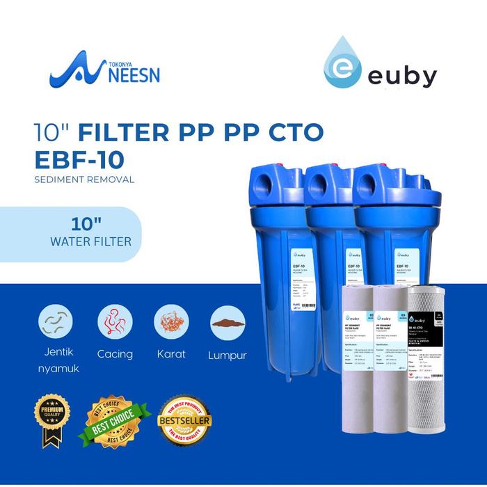 Gambar Paket Filter Air Sumur | Tanah | PAM | PDAM EUBY 10 inch PP PP CTO - EUBY BLUE 10 in PP PP CTO, mix dari Tokonya Neesn undefined Tokopedia