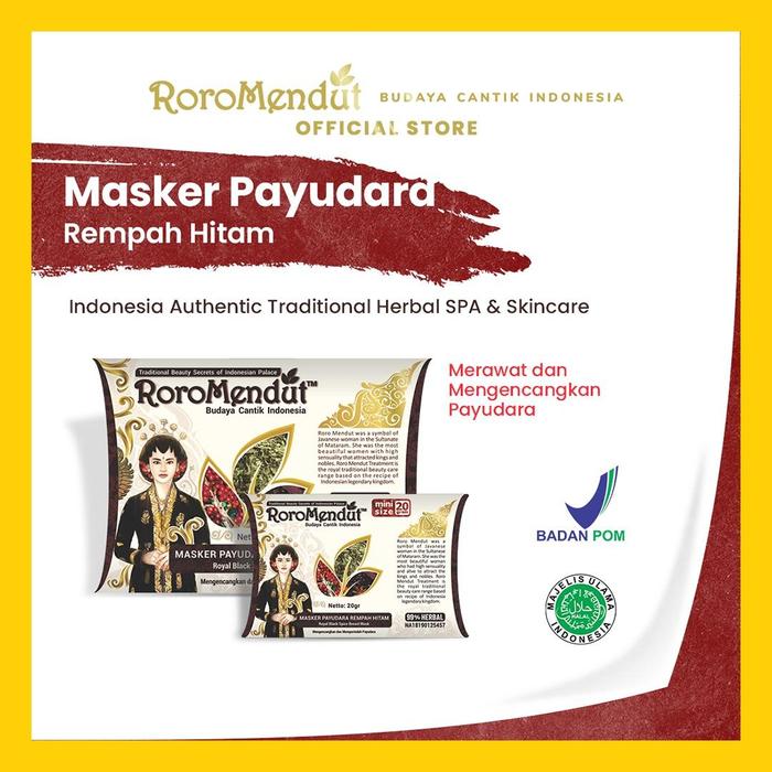 Gambar RoroMendut Masker Payudara Rempah Hitam Kering Perawatan Kulit Mengencangkan & Lembut Authentic Traditional Herbal SPA Skincare - Premium 40gr dari RoroMendut undefined Tokopedia