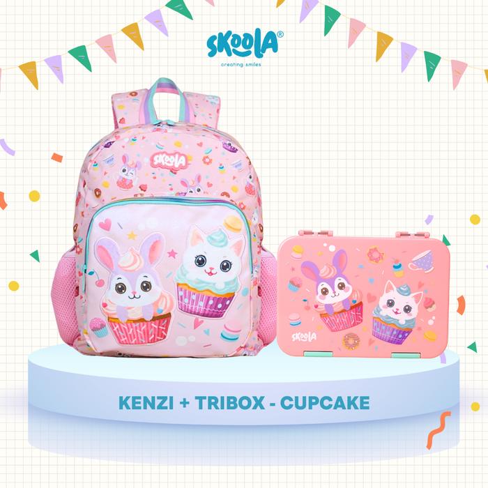 Gambar Skoola Bundling Promo - Tas Ransel Sekolah anak Perempuan Laki-laki TK + Tempat Makan - Kenzi+Tribox Bundle - KZ+TBOX CUPCAKE BUNDLE dari Skoola undefined Tokopedia