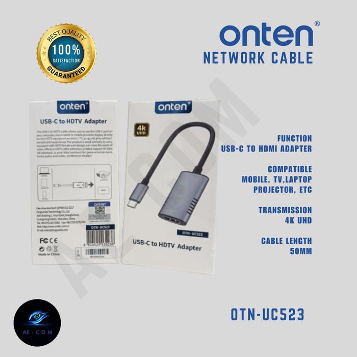 Gambar ONTEN Converter USB Type-C 3.1 to HDMI Support 4K Ultra HD Adapter-UC523 dari Ae Com undefined Tokopedia