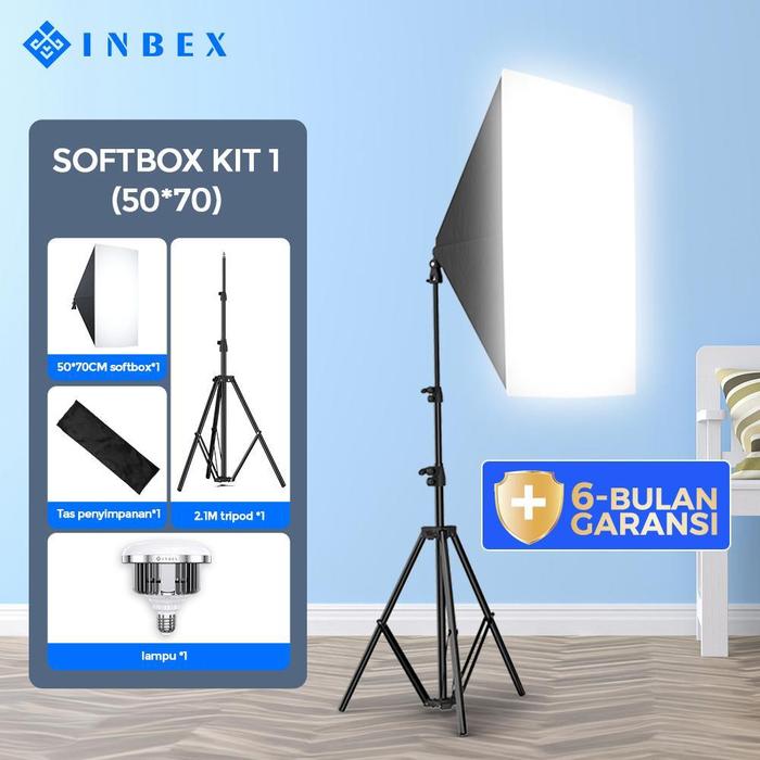 Gambar 【24H Shipping】【Warranty 180 HARI】【COD】INBEX Konten Kreator Softbox Lighting 3000K 6000k 50x70cm untuk vlog Live Streaming Studio Lampu Video - Black dari INBEX Official Shop undefined Tokopedia