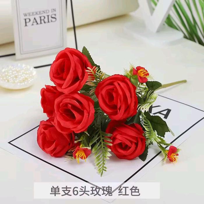 Gambar Bunga Mawar Daun Tea Artificial 6 Kepala Cabang Rose Flower Buket Bunga Plastik Dekorasi Pernikahan Ruang Tamu Best Selling Artificial Rose Flowers - MDT - MERAH dari Toko Bunga Malang undefined Tokopedia