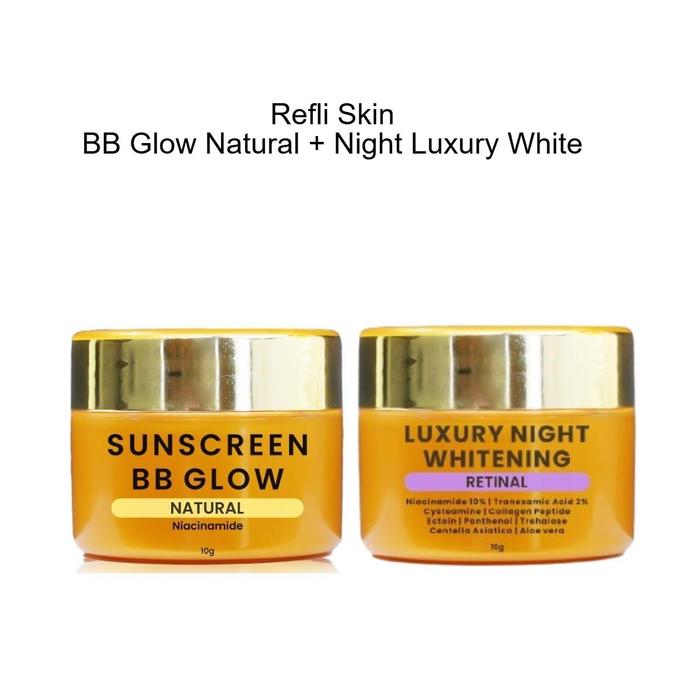 Gambar Paket Refli Skin Sunscreen BB Glow + Luxury Night Cream - Bundling 2in1 Cream Refli Skin - Rumah Cantikkk - BB Natural+Luxury White dari Rumah Cantikkk undefined Tokopedia