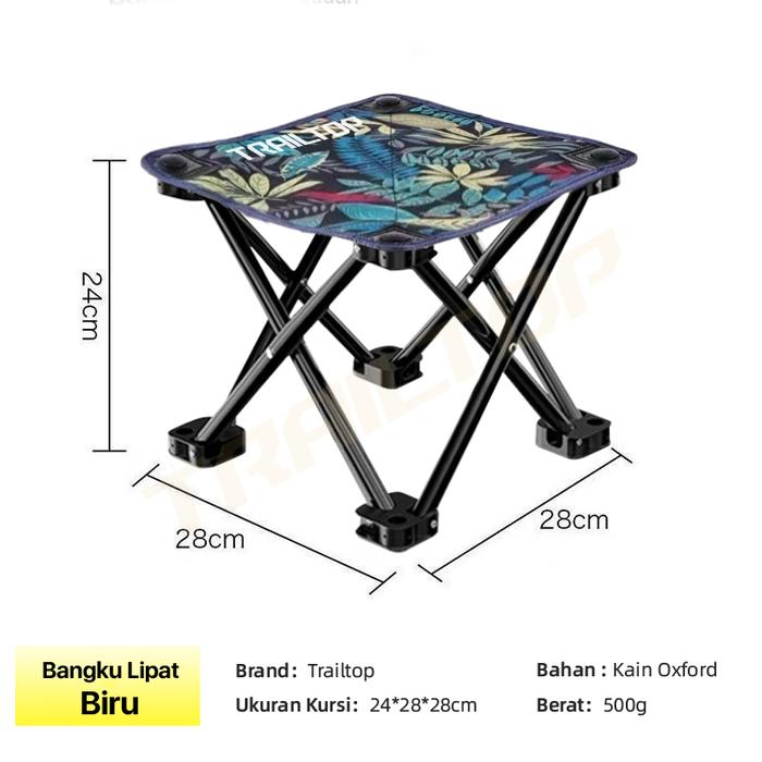Gambar [READY] TrailTop Kursi Lipat Outdoor Serbaguna Bangku Lipat Portable Kursi Lipat Mancing Mini Tanpa Sandaran Camping - Biru dari Trailtop OfficiaI Stor undefined Tokopedia