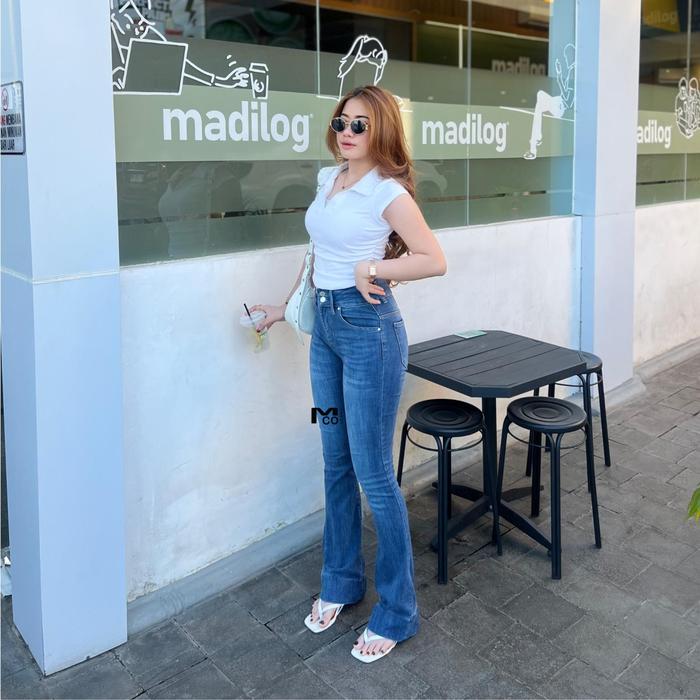 Gambar MCOJEANS - Jeans 162 - Celana Cutbray Jeans Wanita / Monica Cutbray Kaki Tebal / Celana Highwaist Panjang Streatch - Dark Blue, 27 dari MCOJEANS undefined Tokopedia