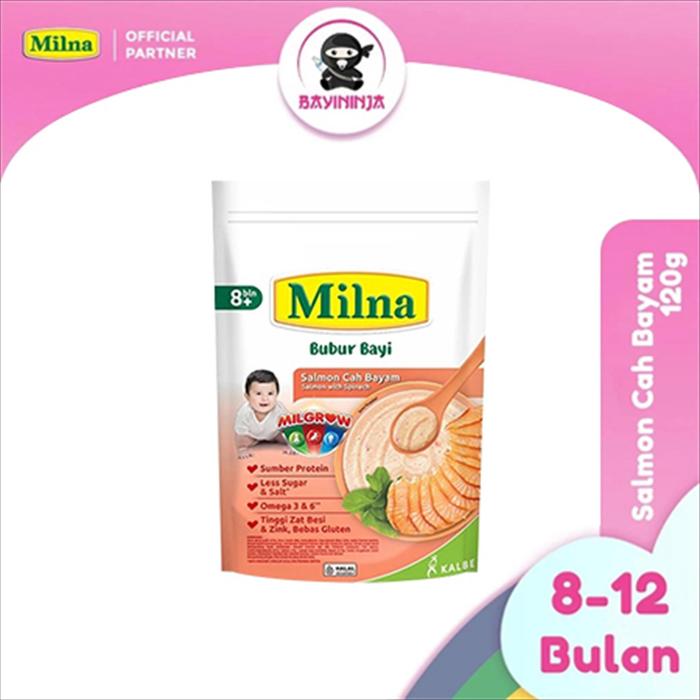 Gambar MILNA Bubur Bayi 8 to 12 Bulan Salmon Cah Bayam 120 g dari BAYININJA undefined Tokopedia