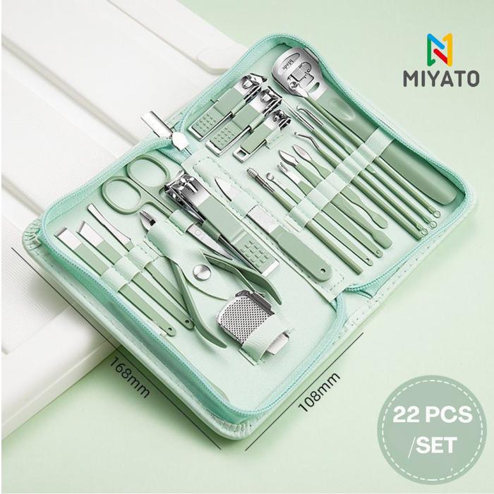 Gambar Set 22 pcs Manicure & Pedicure Tools - Perawatan Kuku, Pembersih Telinga, Gunting Alis - Set Gunting Kuku Dengan Pouch Zipper dari Miyato.id undefined Tokopedia