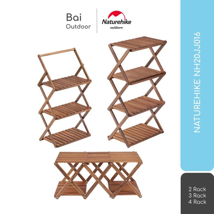 Gambar RAK / MEJA LIPAT KAYU PORTABLE CAMPING OUTDOOR NATUREHIKE NH20JJ016 - 2 RACK dari Bai Outdoor undefined Tokopedia