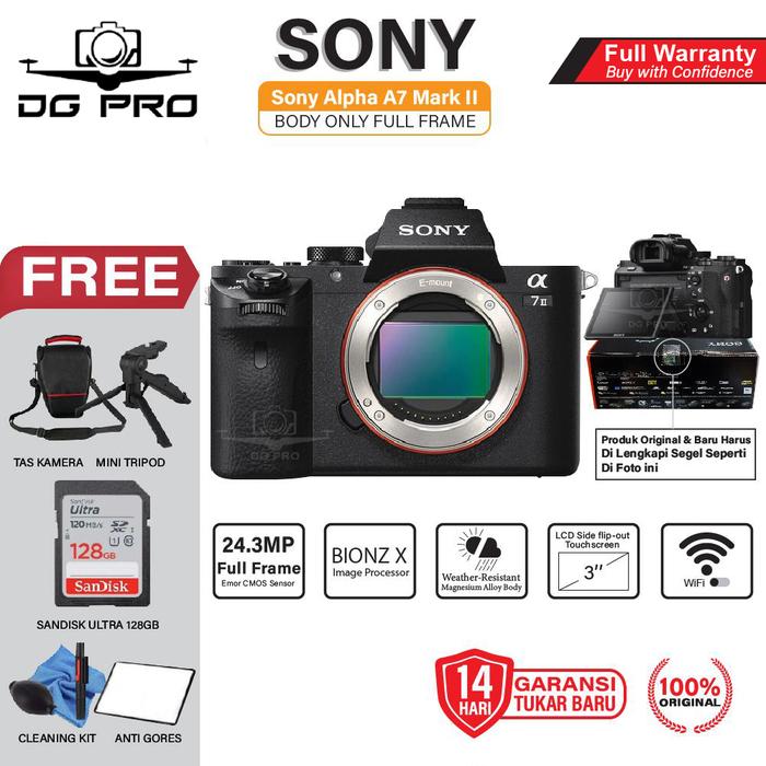 Gambar SONY ALPHA A7II KIT FE 28-70MM - ALPHA 7 MARK II - A7 II - A7 MARK 2 - BODY ONLY, PAKET A STANDAR dari DG PRO KAMERA undefined Tokopedia