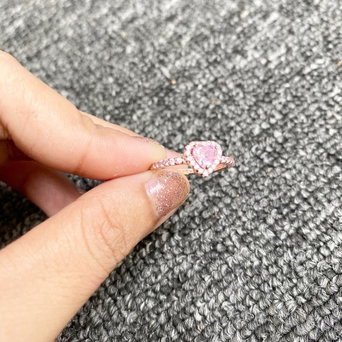 Gambar NSRGGALLERY.ID/1989.STUDIO NO BOX PROMISE ELEVATED HEART RING  14K ROSE GOLD-PLATED SPARKLING ELEVATED HEART RING VALENTINE GIFT - Rose gold, No box size 50/5 dari Cold ID undefined Tokopedia