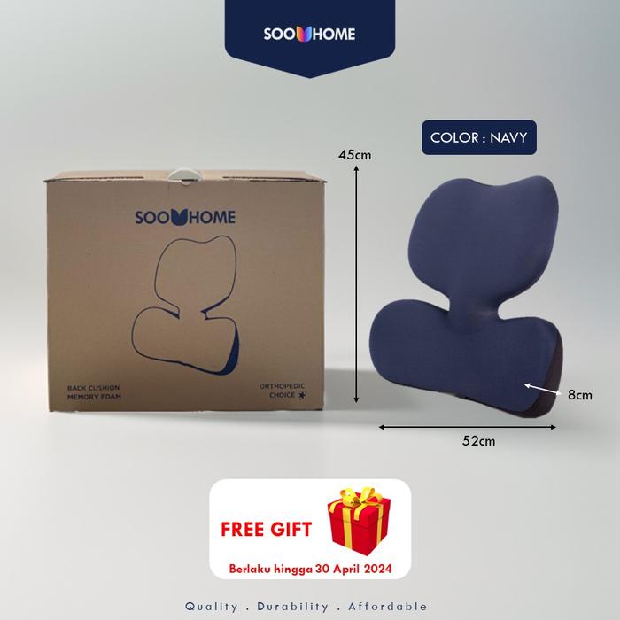 Gambar Bantal Punggung Lumbar Support Orthopedic Kursi Mobil Kantor Premium - Navy dari Soo Home undefined Tokopedia
