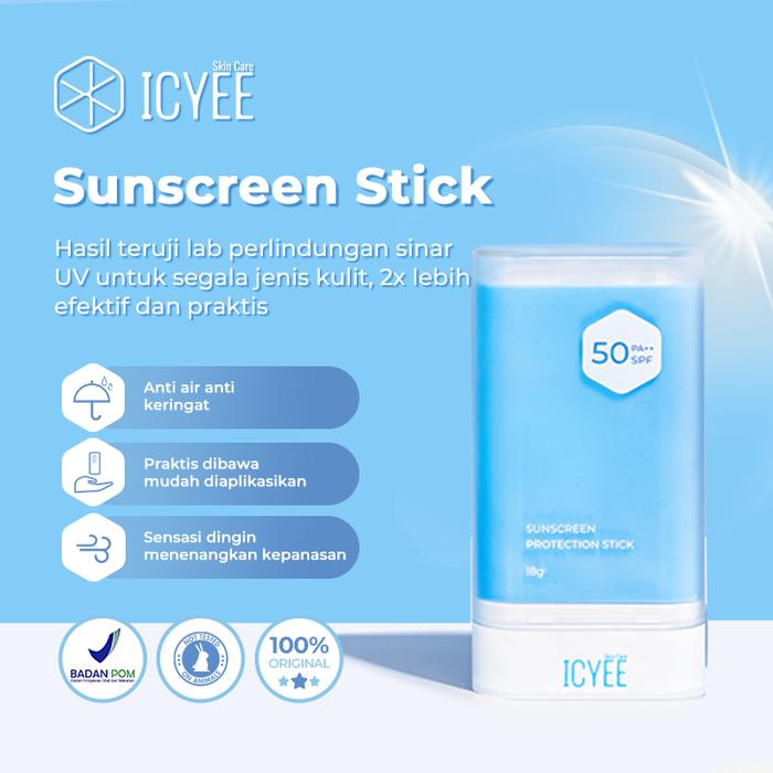 Gambar ICYEE Sunscreen Protection Stick SPF50 PA++ 18g | EASY APPLICATION & LIGHTWEIGHT | Hydration Smoothing Brightening UV Shield Waterproof Sweatproof Pelembab Ringan Kulit Kering Sensitif IC-5000 - 1pcs Sunscreen  dari Icyee Indonesia undefined Tokopedia