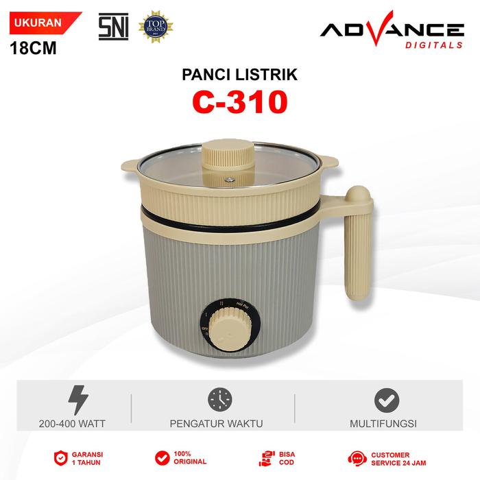 Gambar 【COD】Advance C-310 Panci Listrik Panci Multifungsi 1.6L Panci Kukusan Steamer Jumbo Garansi Resmi 1 Tahun Hitam Stainless - C-310 dari ADVANCE.DIGITALS undefined Tokopedia