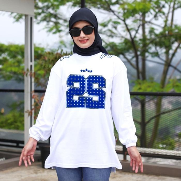 Gambar Atasan Wanita Lengan Panjang Kerut Motif DTF Kaos Oversize Baseball Muslimah Bahan Adem Cotton 24s Baju Vintage - PUTIH 25, M dari Fikacu undefined Tokopedia