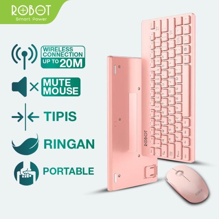 Gambar ROBOT Keyboard Wireless KM3000 Combo Optical Mouse Receiver Usb for Computer Pc Laptop Original - Garansi Resmi 1 Tahun [BISA COD] - Pink dari ROBOT PC INDONESIA undefined Tokopedia