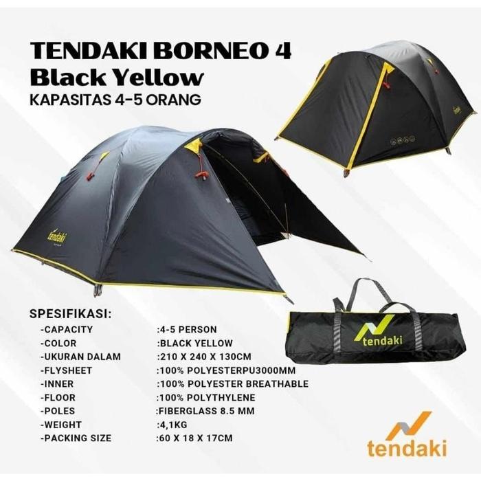 Gambar Tenda Tendaki Mis BORNEO 4 / Tenda Camping Dome 4 Orang Double Layer - BORNEO 4 Black dari lapak zaydan3 undefined Tokopedia