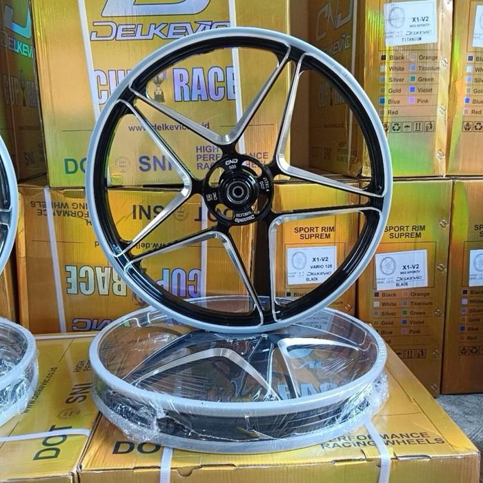 Gambar DELKEVIC X1 V2 VELG/PELAK RACING CNC  X1 V2 MODEL BINTANG  MOTOR VARIO125/150 MIO SPORTY SOUL SMILE MIO J UK 140/160-17 - BLACK, MIO SPORTY dari Luxuriesstore undefined Tokopedia