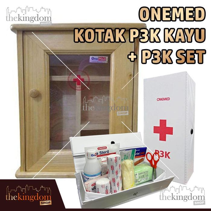 Gambar Onemed Kotak P3K AA Rak Dinding Gantung Set First Aid Kit Hanger - Kayu + P3K SET, Plastik dari The Kingdom Shop undefined Tokopedia