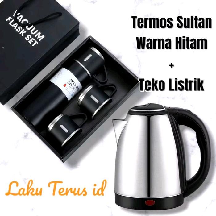 Gambar LT 028 Teko Pemanas Air Otomatis - Termos Sultan Tombol Pelepas Tutup Minuman Stainless Kabel - Hitam dari Laku Terus id undefined Tokopedia