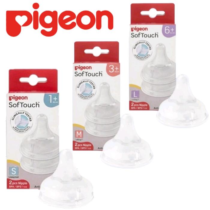 Pigeon Nipple Peristaltic Plus Wide Neck Soft Touch Size S M L isi pcs  Dot Bayi Wide Neck isi S