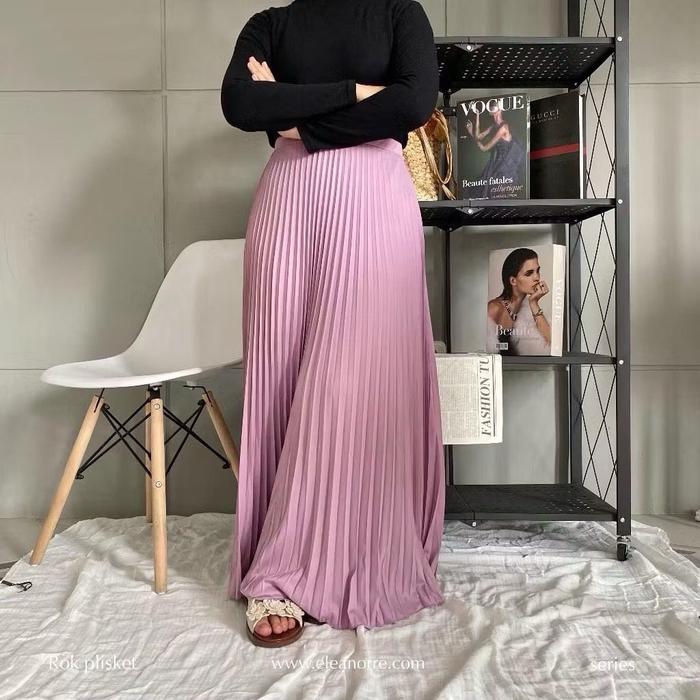 Gambar Rok Plisket Dewasa Jumbo Premium | Pleated Skirt | Rok Plisket Mayung | Rok Plisket Wanita Bawahan Panjang Muslim - Mauve dari sunflowlabel undefined Tokopedia