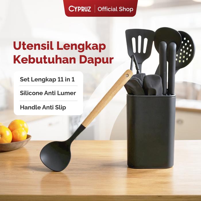 Gambar [COD][Beli Lokal] Cypruz Utensil Sillicone Set Spatula Silikon Tahan Panas 11 Pcs Kitchenware Silicone dari Cypruz Kitchenware undefined Tokopedia