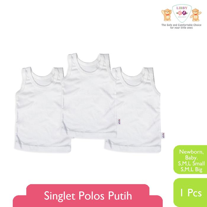 Gambar LIBBY Singlet Bayi & Anak Polos Putih (1 pcs) - L Small dari Libby Baby Indonesia undefined Tokopedia