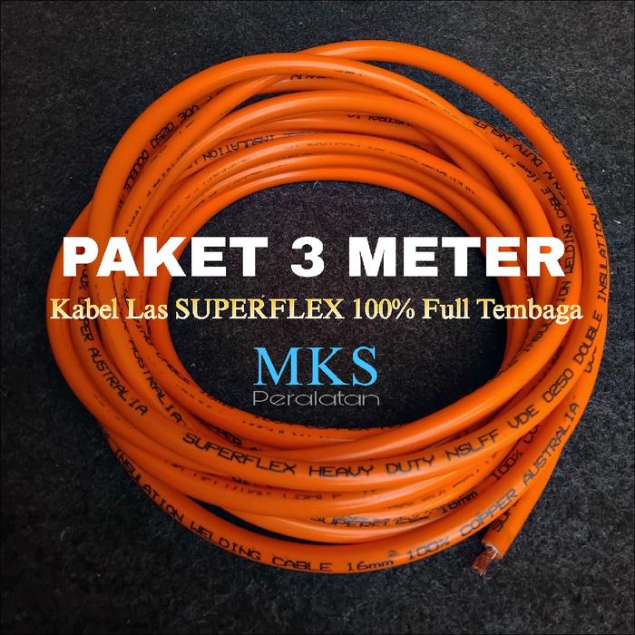 Gambar [PAKET 10 METER] KABEL LAS SUPERFLEX ORANGE 16MM [100% FULL TEMBAGA] | KABEL LAS 16MM SUPERFLEXBLE 100% COPPER - PAKET 3 METER dari MKS-Peralatan undefined Tokopedia