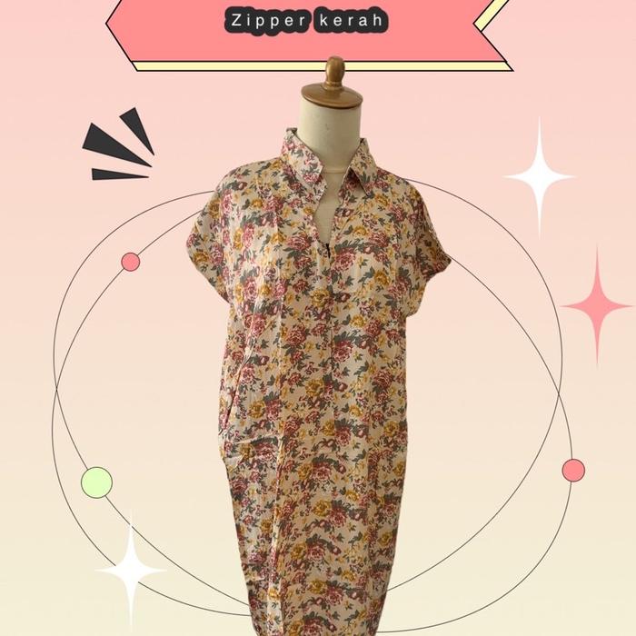 Gambar Daster zipper kerah motif rayon premium utuh Busui Bumil - Zk 1 dari Lshofie undefined Tokopedia