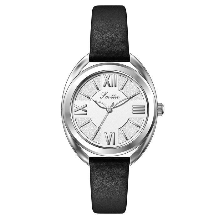 Gambar Scottie Jam Tangan Wanita Aguamente Strap Leather Kulit Asli Original Elegant Tahan Air Jam Tangan Quartz Cewek - Silver Black dari Scottie Indonesia undefined Tokopedia