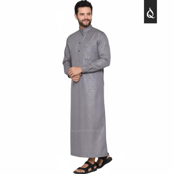 Gambar JUBAH LAKI LAKI MODEL TERBARU - GAMIS PRIA DEWASA - BAJU MUSLIM MODEL TERBARU UKURAN M L XL - GREY, M dari Markas moeslem undefined Tokopedia