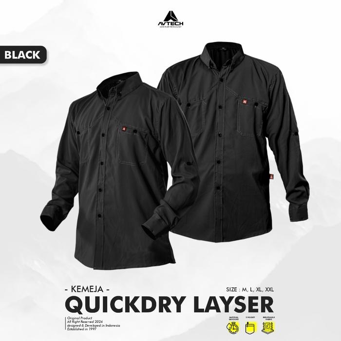Gambar AVTECH - Kemeja Lengan Panjang Pria Wanita Formal Kerja Lapangan Outdoor Harian Quick Dry Reguler Fit - LAYSER - Hitam, L dari Avtech Adventure Technology undefined Tokopedia