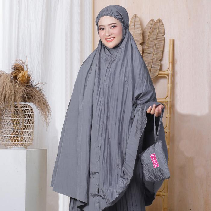 Gambar Nelula - Mukena Parasut Traveling Dewasa Bahan Parasit Premium Polos - Grey dari Nelula undefined Tokopedia