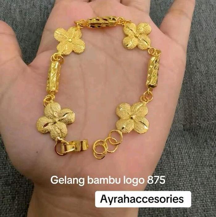 Gambar gelang rantai bambu bunga kode 875 lapisan emas 24k dari ayrahaccesories04 undefined Tokopedia