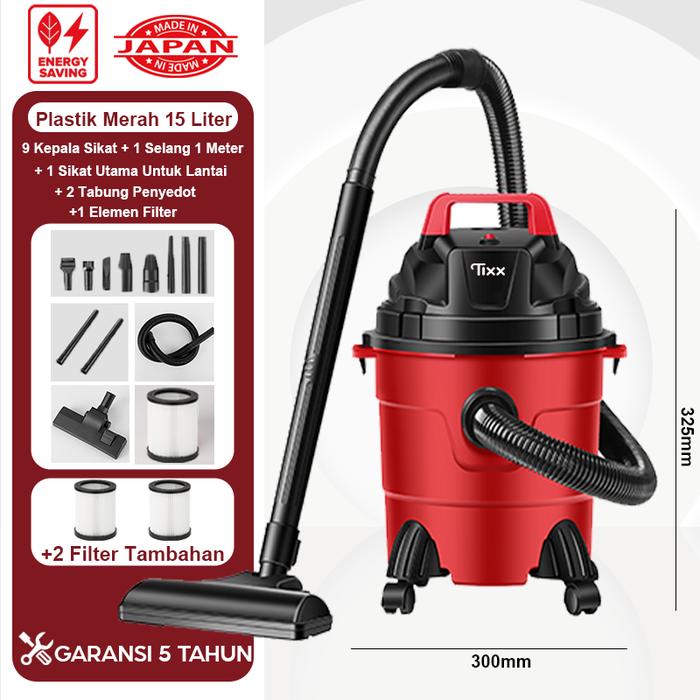 Gambar TIXX Penyedot Debu 3in1 Multifungsi Vacuum Cleaner 15 Liter Sedot Basah Kering Vacum Blower Wet Dry Penyedot Debu - Alat Pembersih yang Praktis dan Efisien untuk Kebutuhan Rumah Tangga Anda Vacum  Cleaner Merah Stainless - 15L-Merah+filter×3 dari Tixx official ID undefined Tokopedia