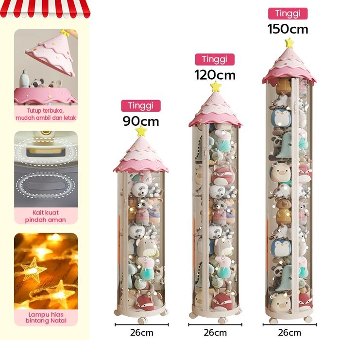 Gambar YUUMI boneka tempat penyimpanan / lucu bayi mainan storage box - Menghadiahkan strip lampu dan roda-berlaku untuk Miniso Anak Doll - NEW】Natal Pink-26cm, 90cm dari Yuumi home shop undefined Tokopedia