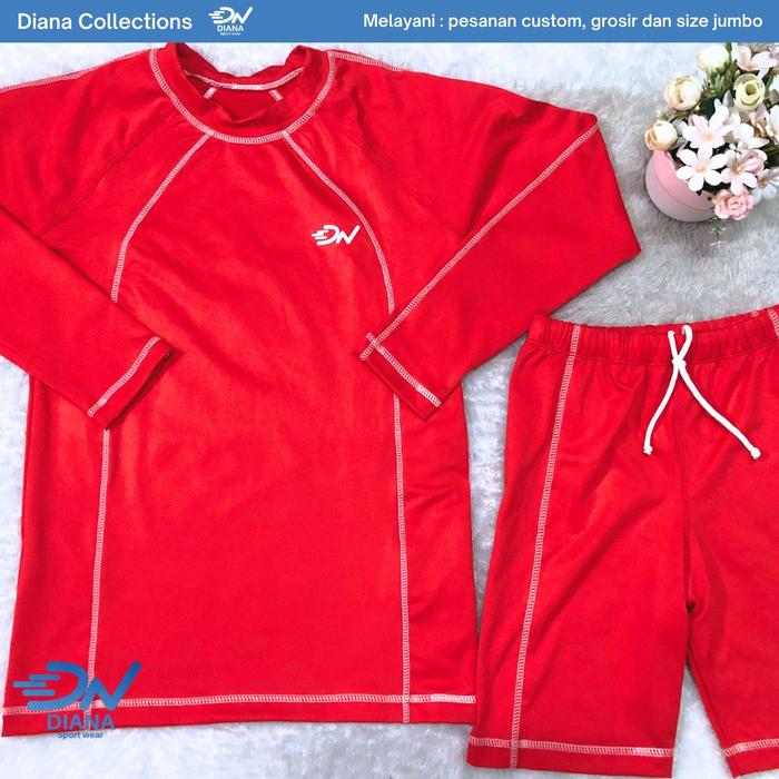 Gambar Setelan renang wanita/Setelan renang wanita lengan panjang/Baju renang dewasa/Baju renang lengan panjang - Merah, S dari DN Sportswear Official undefined Tokopedia