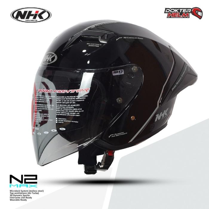 Gambar Helm NHK N2 MAX Motif Project Single Visor RHD LENS - Helm half Face NHK ORIGINAL - BLACK SILVER GLOSSY, M dari Dokter Helm_NEW undefined Tokopedia
