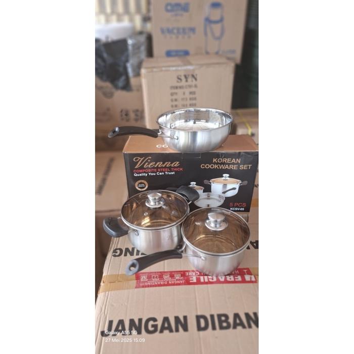 Gambar Vienna Panci Set isi 3 Multifungsi Stainless steel Panci Susu Panci Korean Pot Panci dengan kualitas sama dengan panci Calypso - Panci set isi 3 dari PAINO MARtin648 undefined Tokopedia