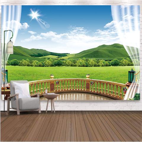 Gambar Gaya Eropa liburan pemandangan jendela latar belakang besar kain dekorasi dinding permadani samping tempat tidur kamar tidur tanaman mural kain gantung - 1, 100cm*70cm dari ID-BB undefined Tokopedia