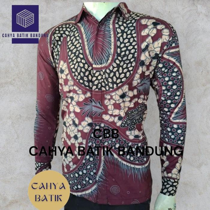 Gambar CAHYA BATIK BANDUNG -KEMEJA BATIK PRIA DEWASA LENGAN PANJANG DAN PENDEK BAHAN POLIMICRO TANPA FURING  SIZE M L XL XXL XXXL 4L - KEMEJA BURGUNDI, XXXL dari CAHYA BATIK BANDUNG undefined Tokopedia