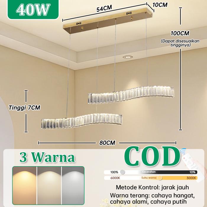 Gambar GOGEOUS Lampu Gantung Minimalis Modern RUANG TAMU - COD Lampu Gantung LED 3 Ring Modern Untuk Kamar Tidur Lampu Gantung Emas 3 Ring LED 3 Warna Ceiling Lamp Sederhana Ruang Makan Ruang Tamu Chandelier tangga mewah kristal jatuh - 3Warna B18-4-80cm dari GogeousLighting Kab. Tangerang Tokopedia