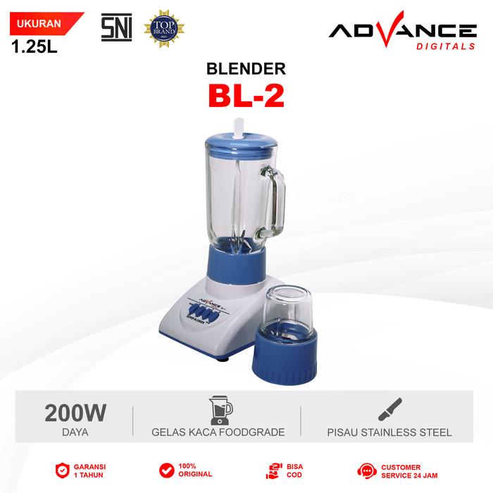 Gambar 【COD】Advance BL-02 Blender Kaca 4 Mata Pisau Multifungsi 1.25 Liter Garansi Resmi 1 Tahun Biru Listrik Wadah - BIRU dari ADVANCE.DIGITALS undefined Tokopedia