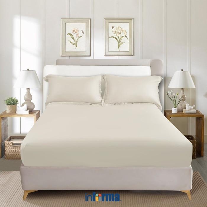 Gambar Go-Project Seprai 480 Tc Fitted Ivory Tencel Lyocell Sprei Polos Seprai Aesthetic Seprei Sheet Set Bed Sheet Aksesoris Tempat Tidur Original High Quality - King dari Go Project undefined 4 Tokopedia