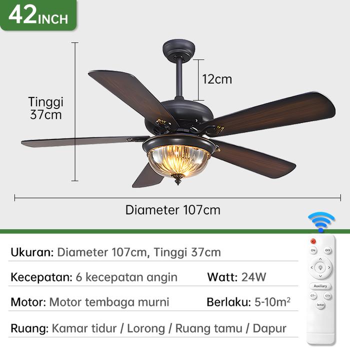 Gambar 【COD】Lampu Kipas Angin Gantung Plafon Minimalis Modern Remote 52inch Lampu Hias Ruang Tamu/Kamar AMG - A-42 inci dari GOGEOUS Lampu Shop undefined Tokopedia