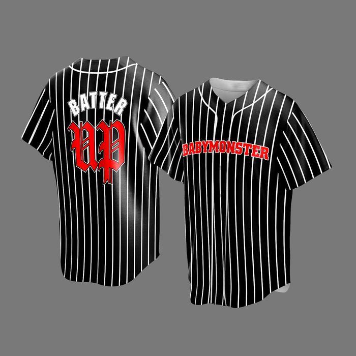 Gambar PREMIUM Kaos Baju Dewasa Jersey Baseball Babymonster Baemon Kpop Vintage Fanmade Edition Batter Up Ahyeon Baby Monster Full Print - VER BATTER UP, S dari Guest Item Clips undefined 4 Tokopedia